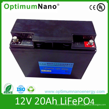 Bateria de 12V 20ah LiFePO4 usada para a iluminação do diodo emissor de luz